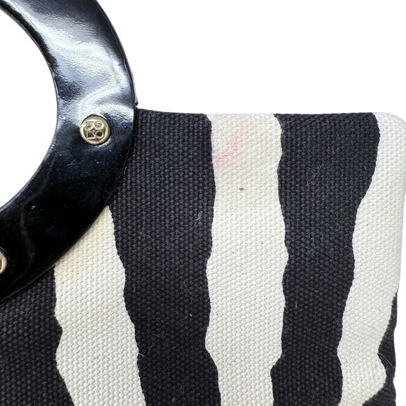 Vintage Kate Spade Y2K Zebra Print Canvas Handbag Foldable Top Design - Picture 4 of 7